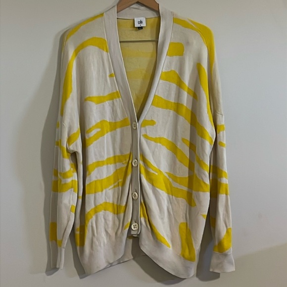 CAbi Yellow and Cream Cardigan Sweater - Picture 1 of 10